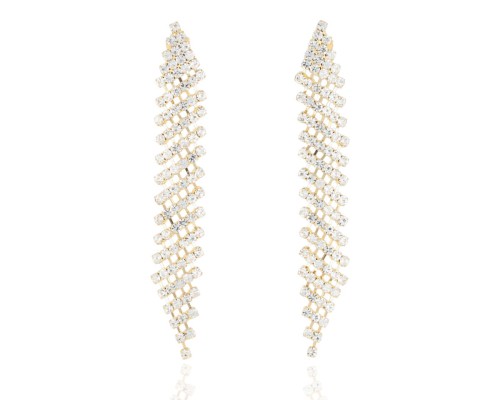 Klipsy wiszące z cyrkonii złote