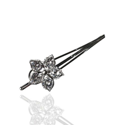 Wsuwka z kwiatem z cyrkonii srebrna