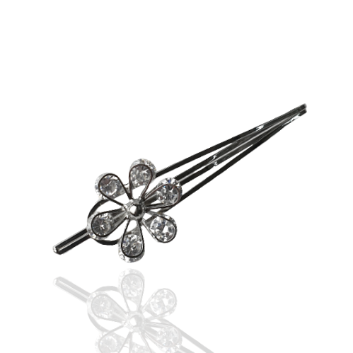 Wsuwka z kwiatem z cyrkonii srebrna