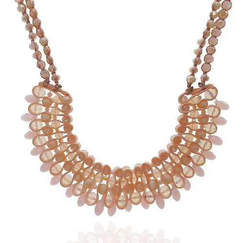 Naszyjnik z kryształków fasetowanych brzoskwiniowy