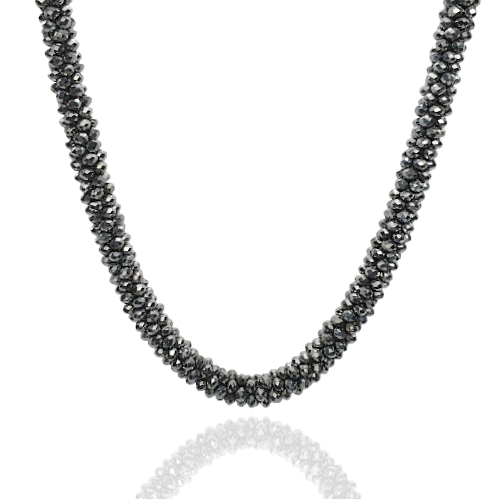 Naszyjnik z kryształków fasetowanych srebrny