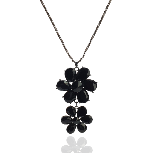 Naszyjnik z dwoma kryształowymi kwiatami