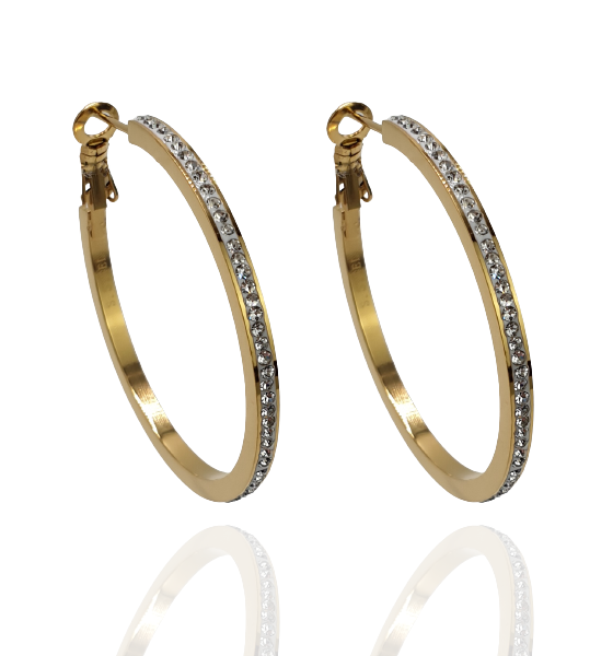 Kolczyki koła z cyrkoniami 3,5 cm stal złota