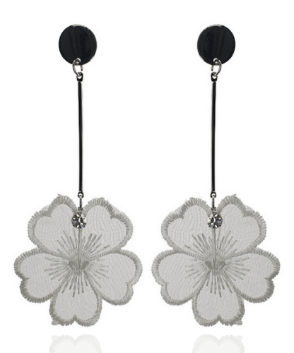 Kolczyki koronkowe kwiaty białe