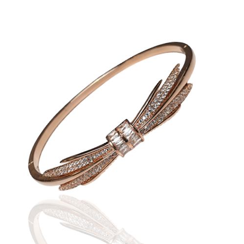 Bransoletka bangle rosegold cyrkonie kokarda