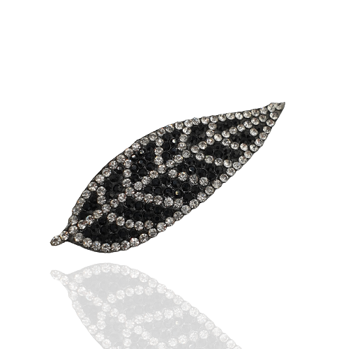 Spinka do włosów czarno-srebrny liść cyrkonie