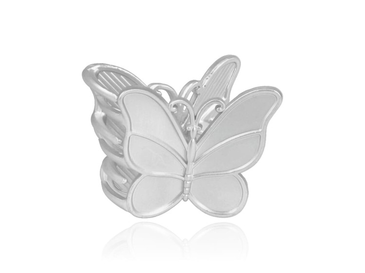 Spinka do włosów szczęka metalowa motyl srebrny