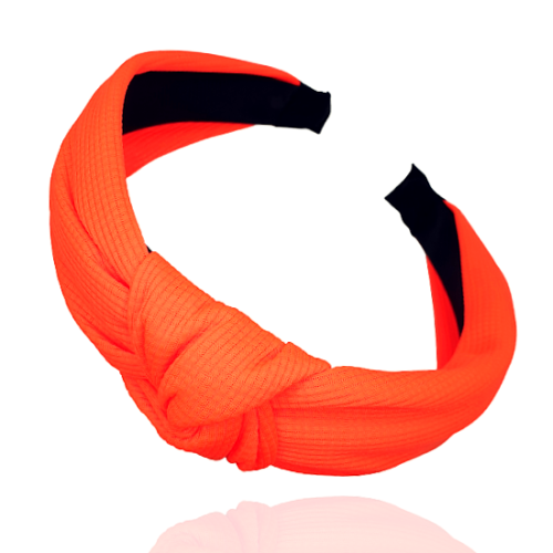 Opaska supełek z tłoczonej tkaniny neon orange