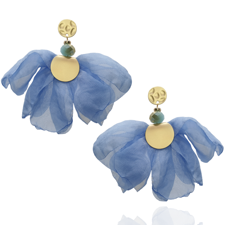 Kolczyki kwiatowe z tkaniny lavender blue