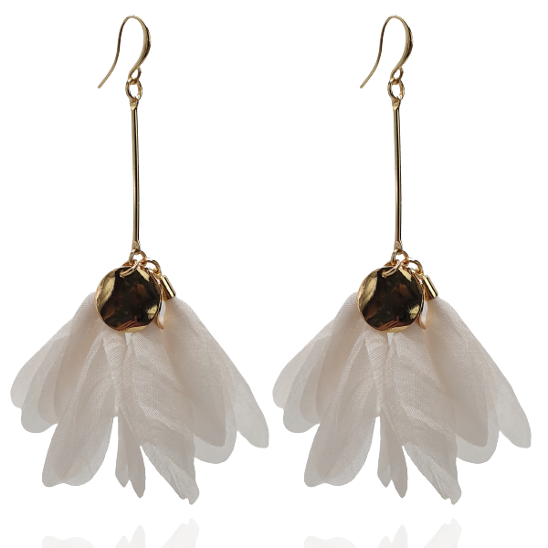 Kolczyki kwiatowe na złotym patyczku ivory