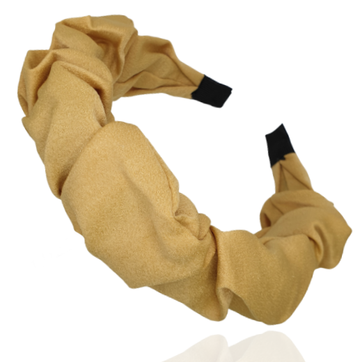 Opaska z marszczonej tkaniny musztardowa