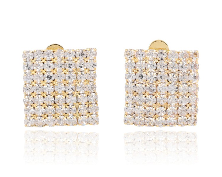 Klipsy kwadraty cyrkoniowe złote