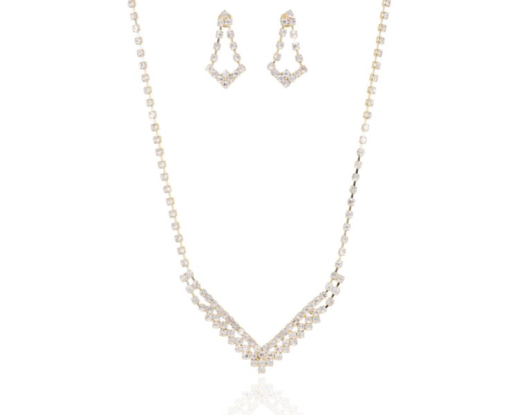 Komplet 2-częściowy z cyrkonii trójkąt złoty