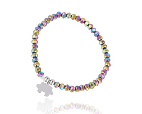 Bransoletka holo benzynka puzzel srebrna
