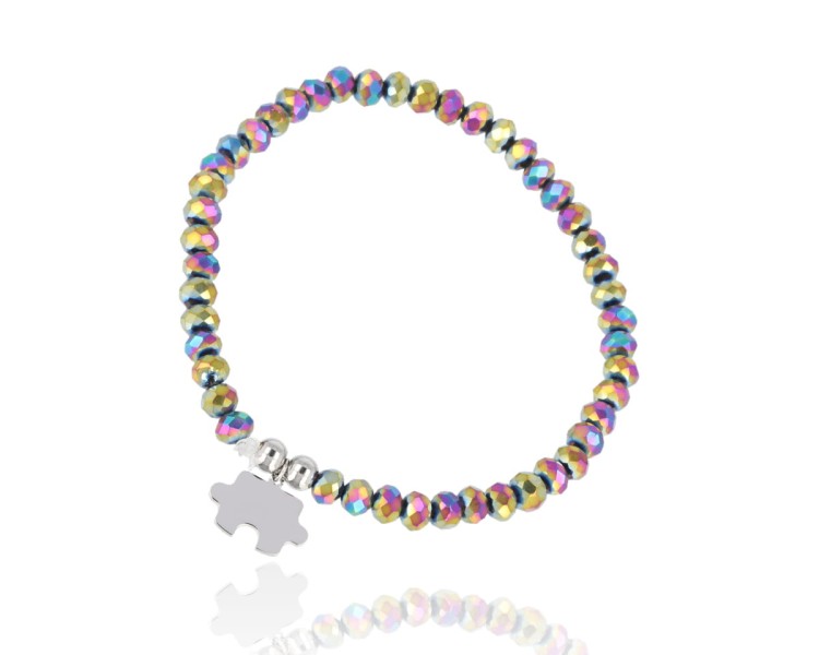 Bransoletka holo benzynka puzzel srebrna
