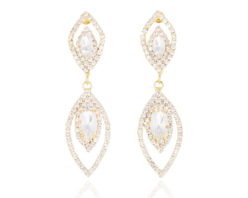 Kolczyki dwie łezki cyrkoniowe złote