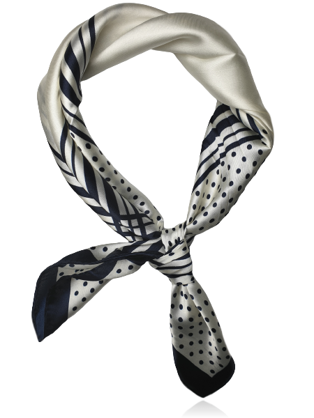 Mała apaszka gawroszka z domieszką jedwabiu Cream & Navy