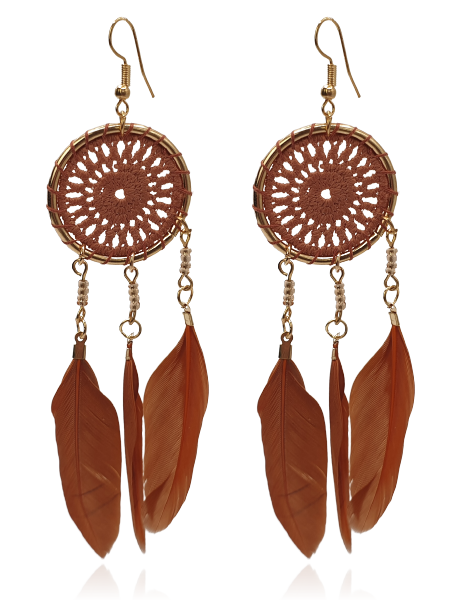 Kolczyki boho pióra rude