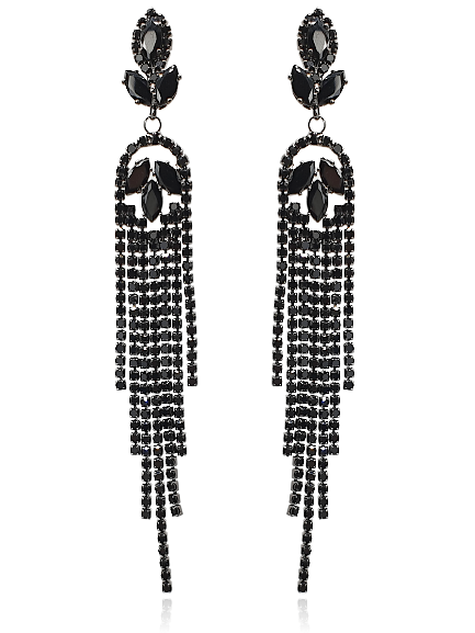 Kolczyki kaskadowe z cyrkonii czarne