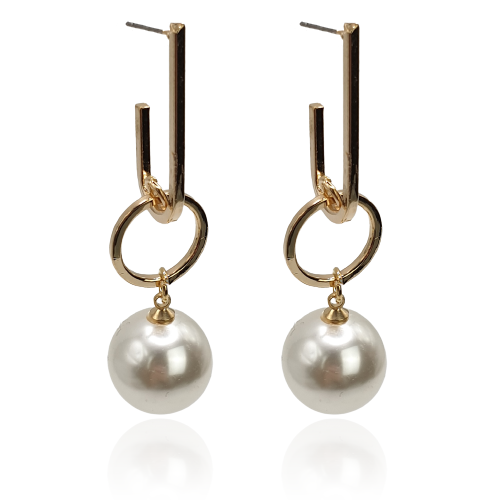 Kolczyki na złotym patyczku z perełką