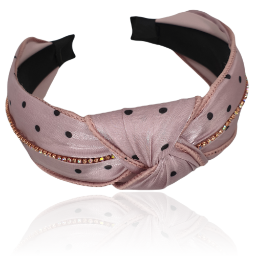 Opaska supełek w kropeczki zdobiona cyrkoniami