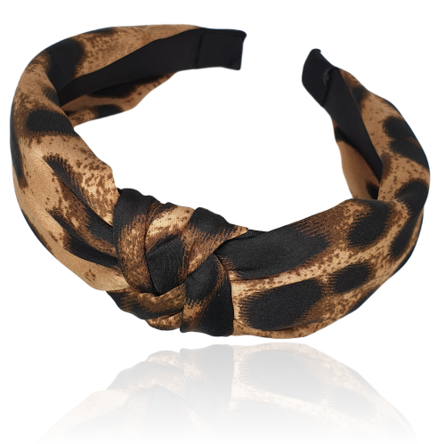 Opaska z supełkiem w panterkę