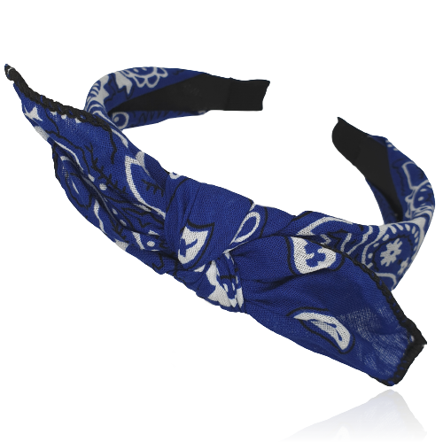 Opaska bandanka z kokardką chabrowa