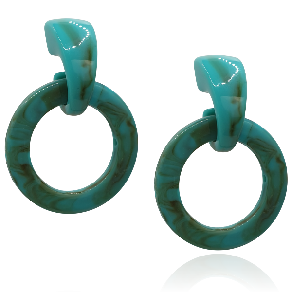 Akrylowe kolczyki koła marmurek turkus