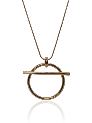 Długi wisior z okrągłą przywieszką złoty