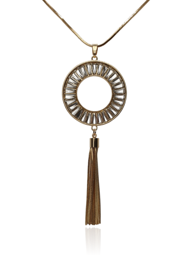 Wisior z okrągłą przywieszką z wiszącymi łańcuszkami