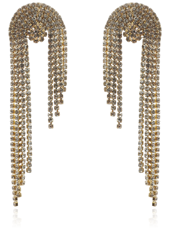 Kolczyki kaskadowe z cyrkonii złote