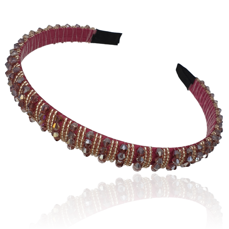 Opaska zdobiona kryształkami fasetowanymi