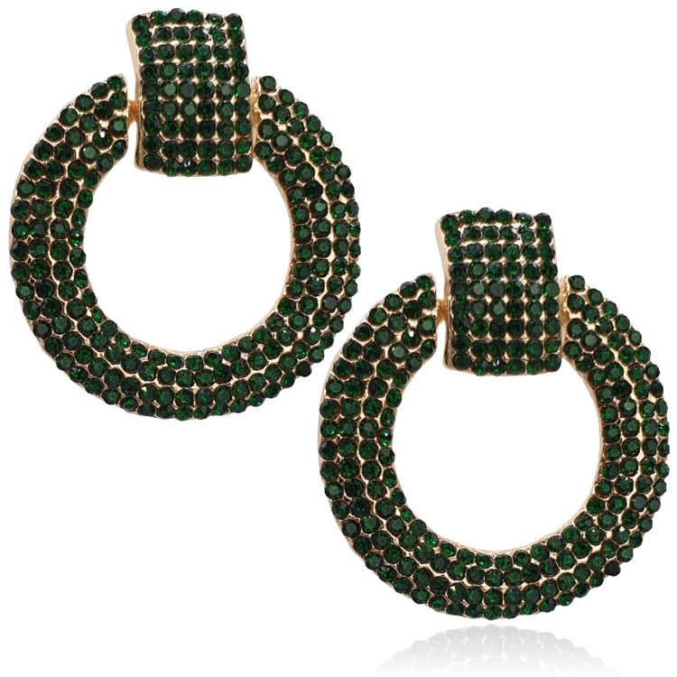 Kolczyki geometryczne z zielonych cyrkonii