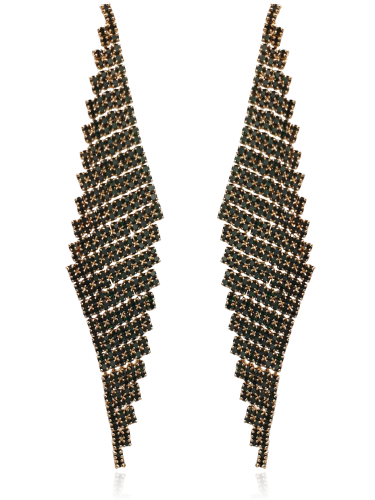 Kolczyki romby z ciemnozielonych cyrkonii