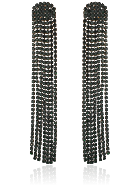 Kolczyki cyrkoniowe nitki ciemnozielone