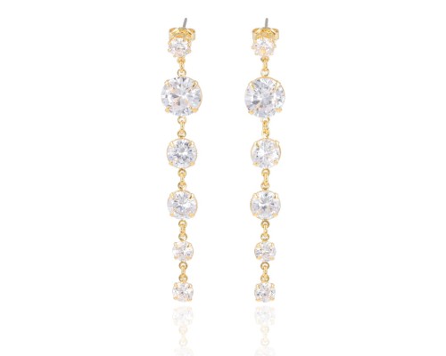 Kolczyki Strass stopniowane okrągłe złote