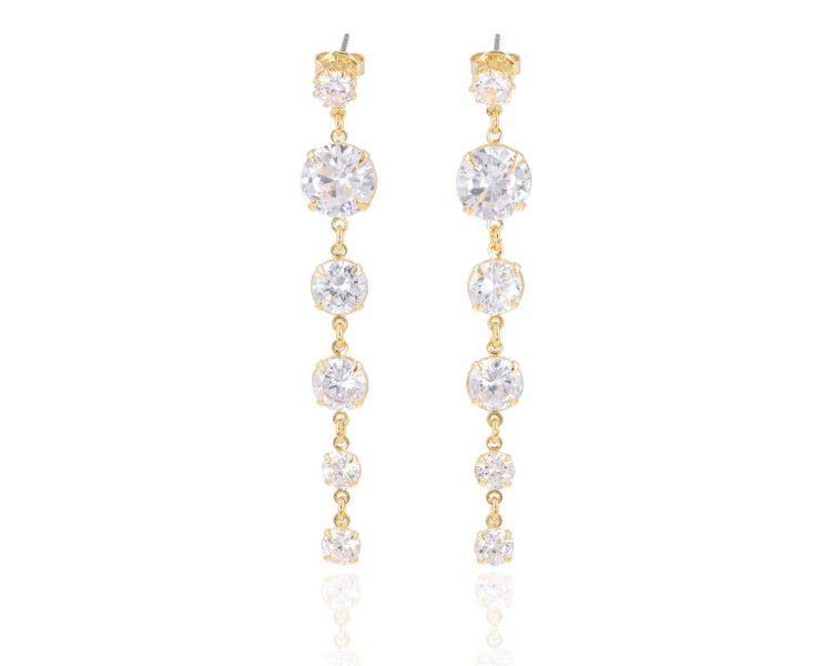 Kolczyki Strass stopniowane okrągłe złote