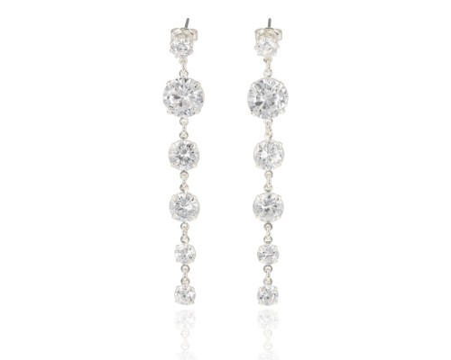 Kolczyki Strass stopniowane okrągłe srebrne