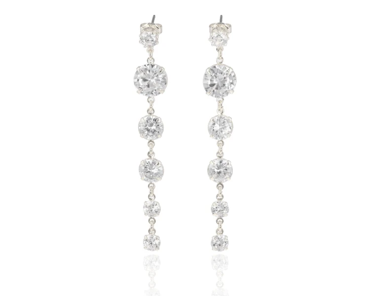 Kolczyki Strass stopniowane okrągłe srebrne