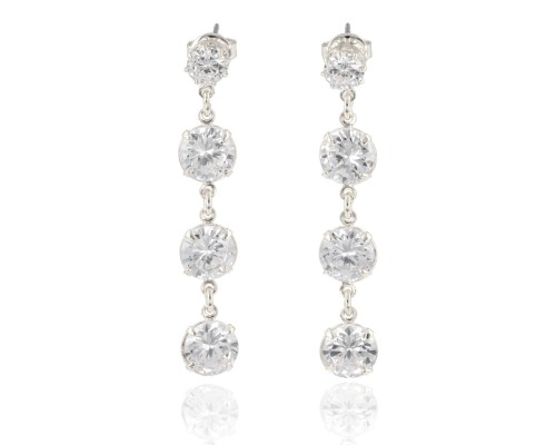 Kolczyki Strass okrągłe cyrkonie srebrne