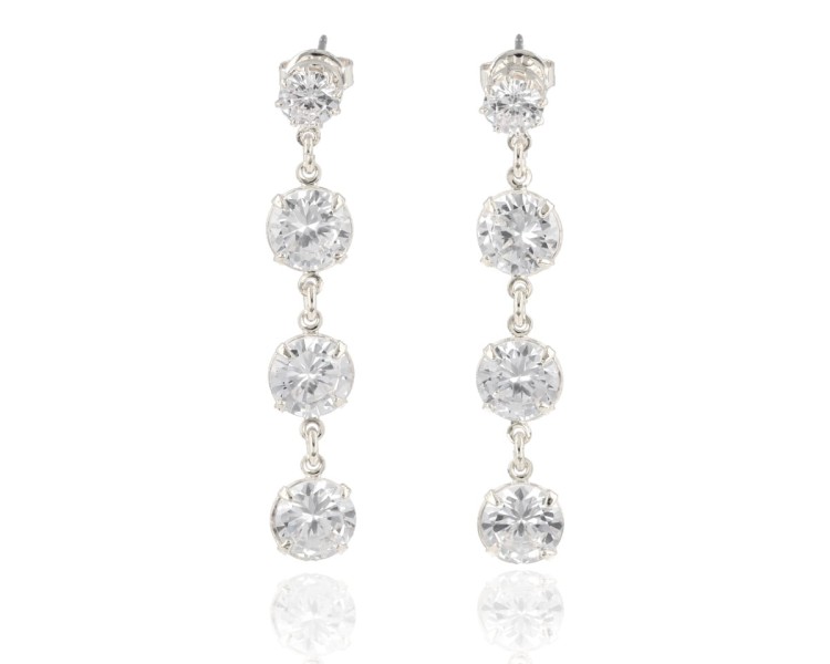 Kolczyki Strass okrągłe cyrkonie srebrne