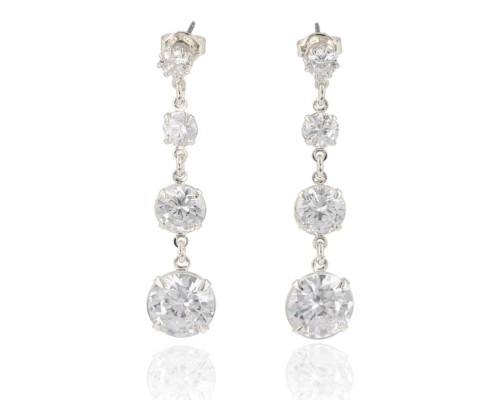 Kolczyki Strass okrągłe cyrkonie stopniowane srebrne