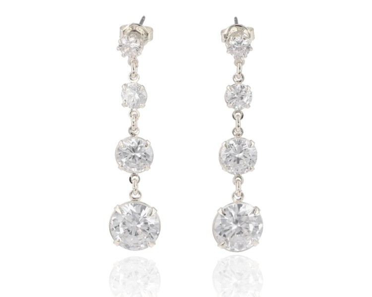 Kolczyki Strass okrągłe cyrkonie stopniowane srebrne