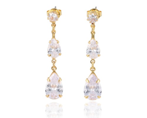 Kolczyki Strass łezki złote