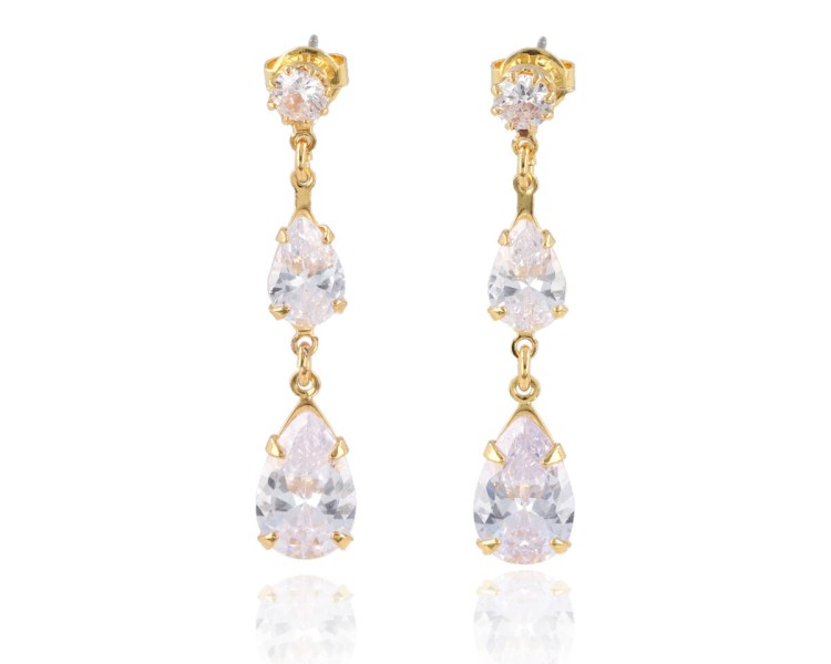 Kolczyki Strass łezki złote