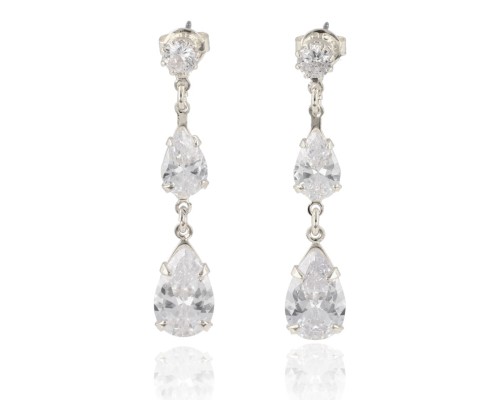 Kolczyki Strass łezki srebrne