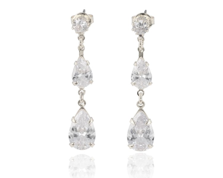 Kolczyki Strass łezki srebrne