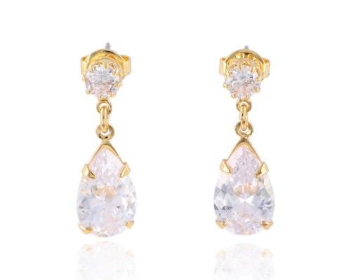 Kolczyki Strass łezki delikatne złote