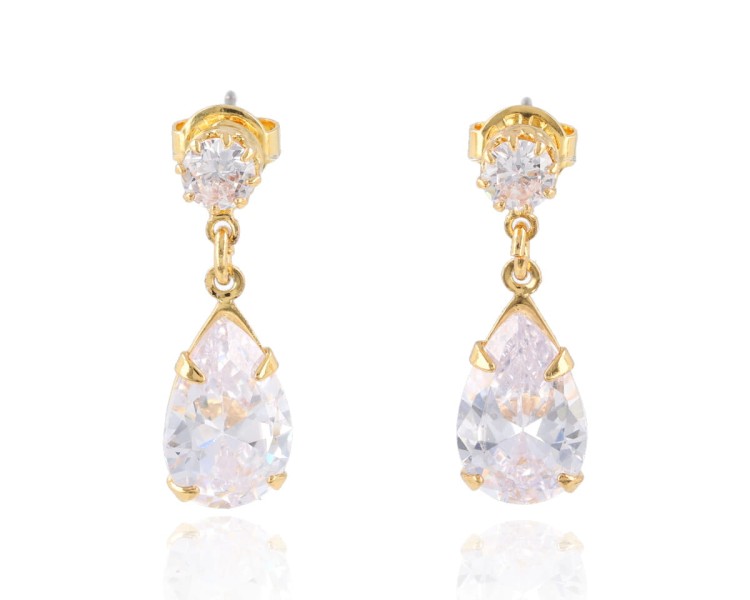 Kolczyki Strass łezki delikatne złote