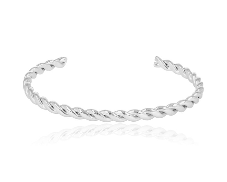 Bransoletka bangle sztywna splot srebrna
